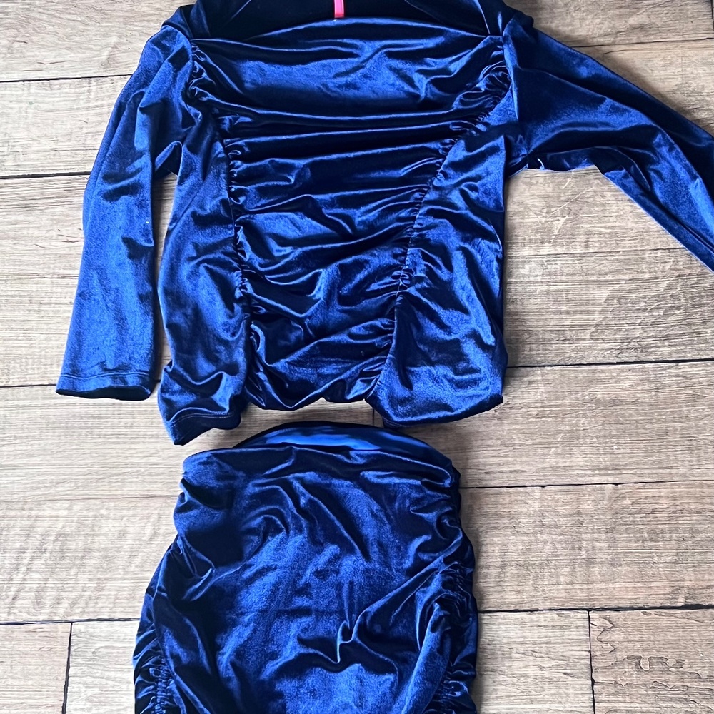 Ruby Ribbon body shaping blue velvet tummy control set